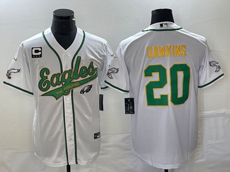 Men Philadelphia Eagles #20 Dawkins White Nike 2023 Co Branding Game NFL Jersey style 4